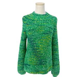 Y2K Gap Neon Multicolor Cable Knit Chunky Sweater Balloon Sleeve S